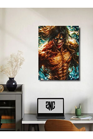Eren Jaegerr - Attack On Titan, Anime - Manga Serisi, Özel Tasarım Kağıt Poster, Duvar Sanatı