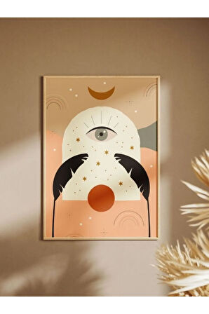 Bohem Minimalist Tasarım, Boho Sanatı Posterleri, Özel Tasarım Kağıt Poster