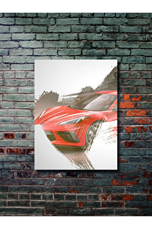 Chevrolet Corvette, Eşsiz Tasarım Otomobil Posterleri, Özel Tasarım Kağıt Poster, Duvar Sanatı