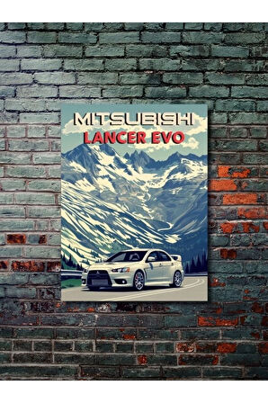 Mitsubishi Lancer Evo, Eşsiz Tasarım Otomobil Posterleri, Özel Tasarım Kağıt Poster