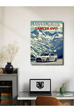 Mitsubishi Lancer Evo, Eşsiz Tasarım Otomobil Posterleri, Özel Tasarım Kağıt Poster