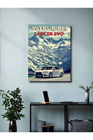 Mitsubishi Lancer Evo, Eşsiz Tasarım Otomobil Posterleri, Özel Tasarım Kağıt Poster