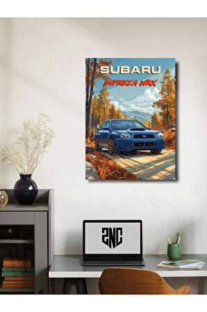 Subaru İmpreza WRX, Eşsiz Tasarım Otomobil Posterleri, Özel Tasarım Kağıt Poster