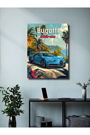 Bugatti Chiron, Eşsiz Tasarım Otomobil Posterleri, Özel Tasarım Kağıt Poster