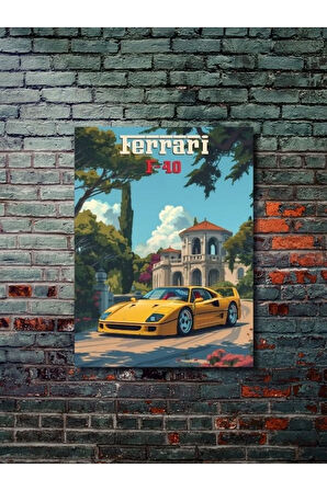 Ferrari F-40, Eşsiz Tasarım Otomobil Posterleri, Özel Tasarım Kağıt Poster