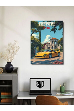Ferrari F-40, Eşsiz Tasarım Otomobil Posterleri, Özel Tasarım Kağıt Poster