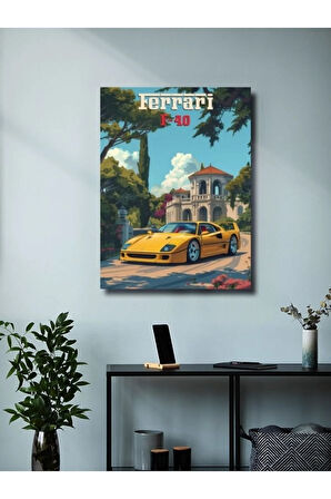 Ferrari F-40, Eşsiz Tasarım Otomobil Posterleri, Özel Tasarım Kağıt Poster