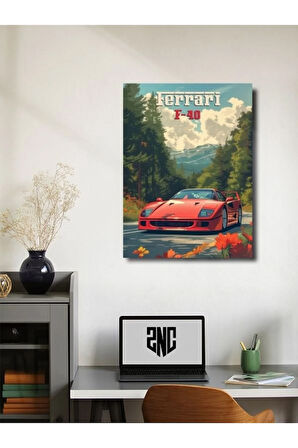 Ferrari F-40, Eşsiz Tasarım Otomobil Posterleri, Özel Tasarım Kağıt Poster