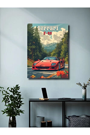 Ferrari F-40, Eşsiz Tasarım Otomobil Posterleri, Özel Tasarım Kağıt Poster