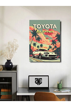 Toyota Supra, Eşsiz Tasarım Otomobil Posterleri, Özel Tasarım Kağıt Poster