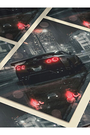 Nissan Skyline GTR35, Eşsiz Tasarım Otomobil Posterleri, Özel Tasarım Kağıt Poster