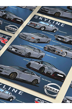 Nissan Skyline Series, Eşsiz Tasarım Otomobil Posterleri, Özel Tasarım Kağıt Poster