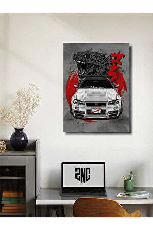 Nissan Skyline GTR34 - Eşsiz Tasarım Otomobil Posterleri, Özel Tasarım Kağıt Poster