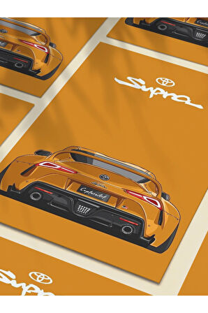 Toyota Supra, Eşsiz Tasarım Otomobil Posterleri, Özel Tasarım Kağıt Poster