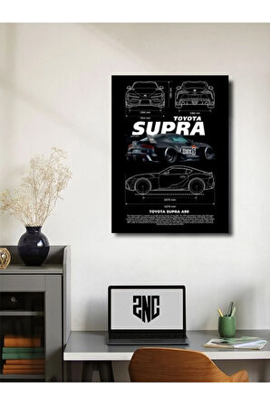 TOYOTA SUPRA - Eşsiz Tasarım Otomobil Posterleri, Özel Tasarım Kağıt Poster