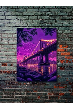 Brooklyn Köprüsü - New York, Şehir ve Seyahat, Özel Tasarım Kağıt Poster, Duvar Sanatı