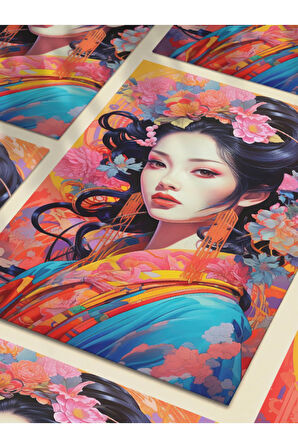 Geyşa, Eşsiz Tasarım Tarih, Mitoloji, Karakter Posterleri, Özel Tasarım Kağıt Poster,