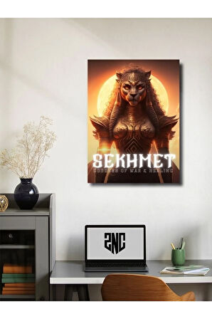 Sekhmet - Eşsiz Tasarım Mısır Tanrıları, Mitoloji, Karakter Posterleri, Özel Tasarım Kağıt Poster,