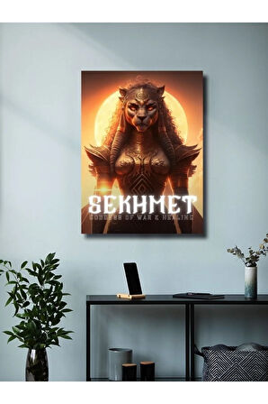 Sekhmet - Eşsiz Tasarım Mısır Tanrıları, Mitoloji, Karakter Posterleri, Özel Tasarım Kağıt Poster,