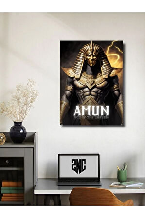 Amun - Eşsiz Tasarım Mısır Tanrıları, Mitoloji, Karakter Posterleri, Özel Tasarım Kağıt Poster,
