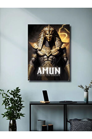 Amun - Eşsiz Tasarım Mısır Tanrıları, Mitoloji, Karakter Posterleri, Özel Tasarım Kağıt Poster,