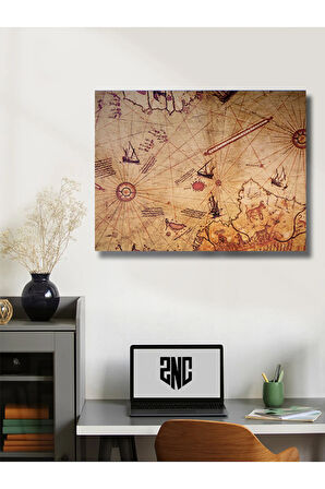 Piri Reis Haritası, Eşsiz Tasarım Tarih, Mitoloji, Harita Posterleri, Özel Tasarım Kağıt Poster,