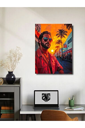 Miami Vice - Özel Tasarım Kağıt Poster, Eşsiz Tasarım Tarih, Mitoloji, Karakter Posterleri,