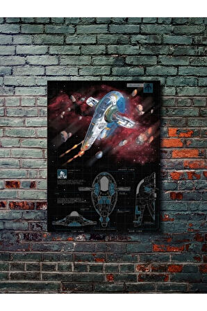 Jango Fett SlaveI - Star Wars - Gemi Şemaları - Film & Dizi Posterleri, Özel Tasarım Kağıt Poster