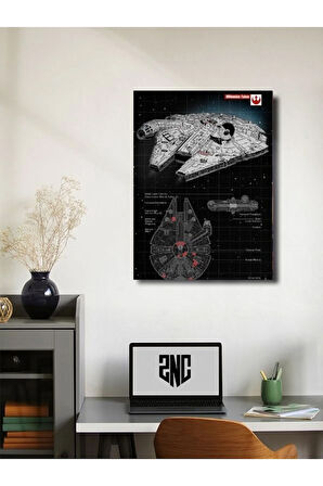 Millennium Falcon - Star Wars - Gemi Şemaları - Film & Dizi Posterleri, Özel Tasarım Kağıt Poster