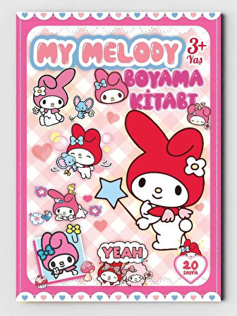 My Melody, Çocuklar İçin Eğlenceli Boyama Kitabı, (+20), (Tam Sayfa Resimli Boyama Kitabı)