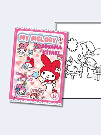 My Melody, Çocuklar İçin Eğlenceli Boyama Kitabı, (+20), (Tam Sayfa Resimli Boyama Kitabı)