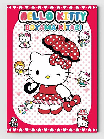 Hello Kitty, Çocuklar İçin Eğlenceli Boyama Kitabı, (+20), (Tam Sayfa Resimli Boyama Kitabı)