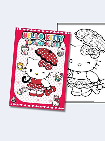 Hello Kitty, Çocuklar İçin Eğlenceli Boyama Kitabı, (+20), (Tam Sayfa Resimli Boyama Kitabı)