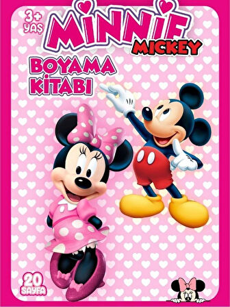 Minnie Mickey, Çocuklar İçin Eğlenceli Boyama Kitabı, (+20), (Tam Sayfa Resimli Boyama Kitabı)