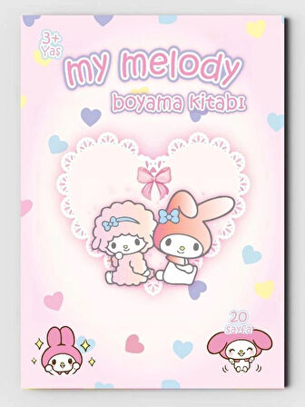 My Melody, Çocuklar İçin Boyama Kitabı, (+20), (Tam Sayfa Resimli Boyama Kitabı) + Maske Hediyeli