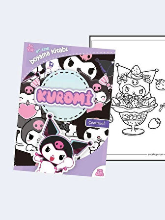 Kuromi, Çocuklar İçin Boyama Kitabı, (20 Tam Sayfa Resimli Boyama Kitabı) + 2 sayfa Sticker Hediyeli