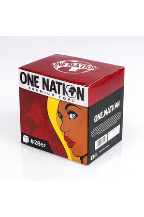 Btrcmpny-One Nation Premium Küp Nargile Kömürü 28 Mm  Doğal Hindistan Cevizi 1 Kg (48 Adet)