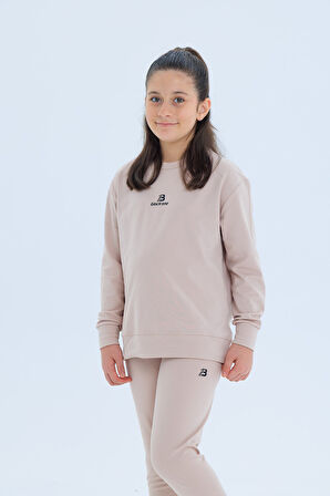 Black One Kız Çocuk Şerit Detaylı Salaş Sweat ve Tayt Spor Takım