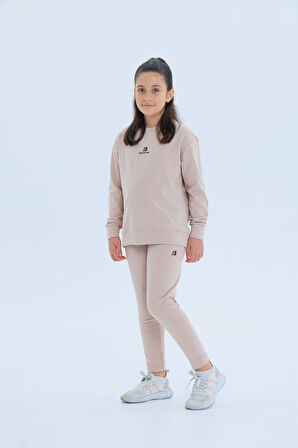 Black One Kız Çocuk Şerit Detaylı Salaş Sweat ve Tayt Spor Takım
