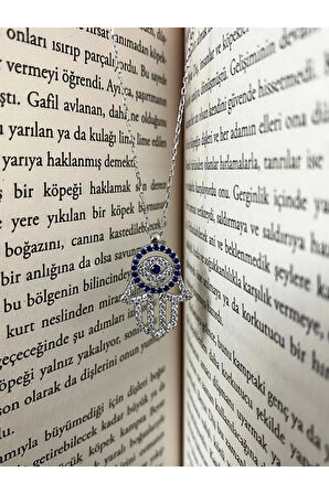 925 Ayar Gümüş Zirkon Taşlı Nazar Koruyucu Fatma Ana Eli Kolye