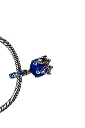 925 AYAR GÜMÜŞ MAVİ SEVİMLİ AHTAPOT CHARM