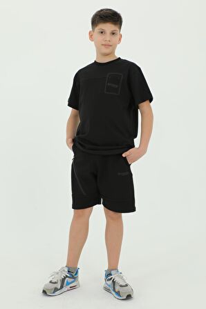 Bisiklet Yaka Erkek Çocuk Baskı Detaylı t-shirt Ve Şort İkili Takım