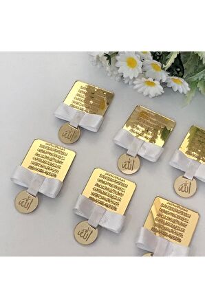 10 ADET AYNALI AYETEL KURSİ MAGNET, PLEKSİ GOLD MODEL SÜSLÜ MAGNET, MIKNATISLI MAGNET