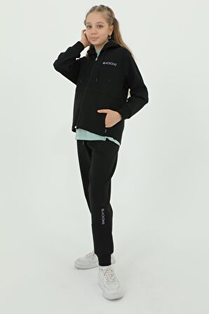 Kız Çocuk Üçlü Takım Baskı Detaylı Eşofman Takımı