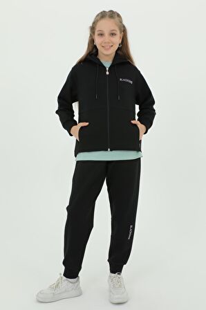 Kız Çocuk Üçlü Takım Baskı Detaylı Eşofman Takımı