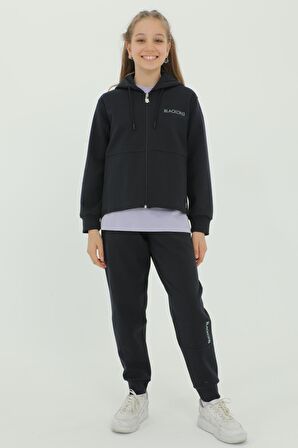 Kız Çocuk Üçlü Takım Baskı Detaylı Eşofman Takımı