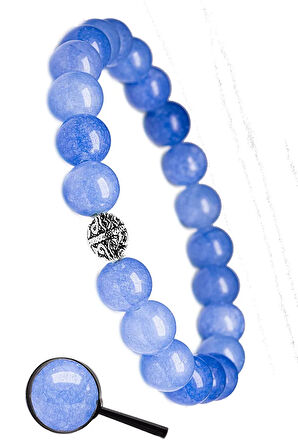 Sertifikalı Angelit Taşı Bileklik (8 Mm) Melek Taşı