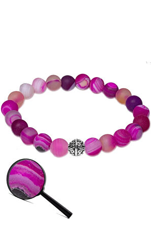 Sertifikalı Aaa Ham Işlenmemiş Pembe Akik Taşı Bileklik (gümüş Aparatlı)