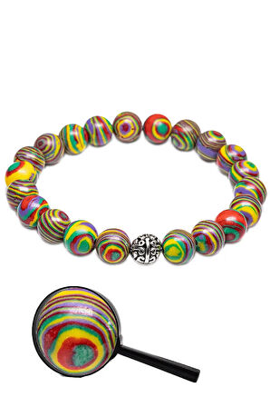 Sertifikalı Gümüş Aparat Doğal Renkli Malahit Taşı Bileklik