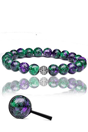 Sertifikalı Gerçek Anyolit - Ruby Yakutlu Zoisite Taşı Bileklik - Gümüş Aparatlı